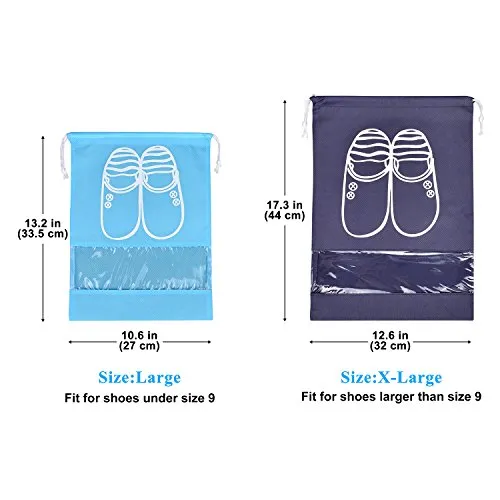 10 Pcs Travel Dust-Proof Shoe Bags With Drawstring And Transparent Window Shoe Organizer Space