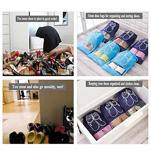 10 Pcs Travel Dust-Proof Shoe Bags With Drawstring And Transparent Window Shoe Organizer Space