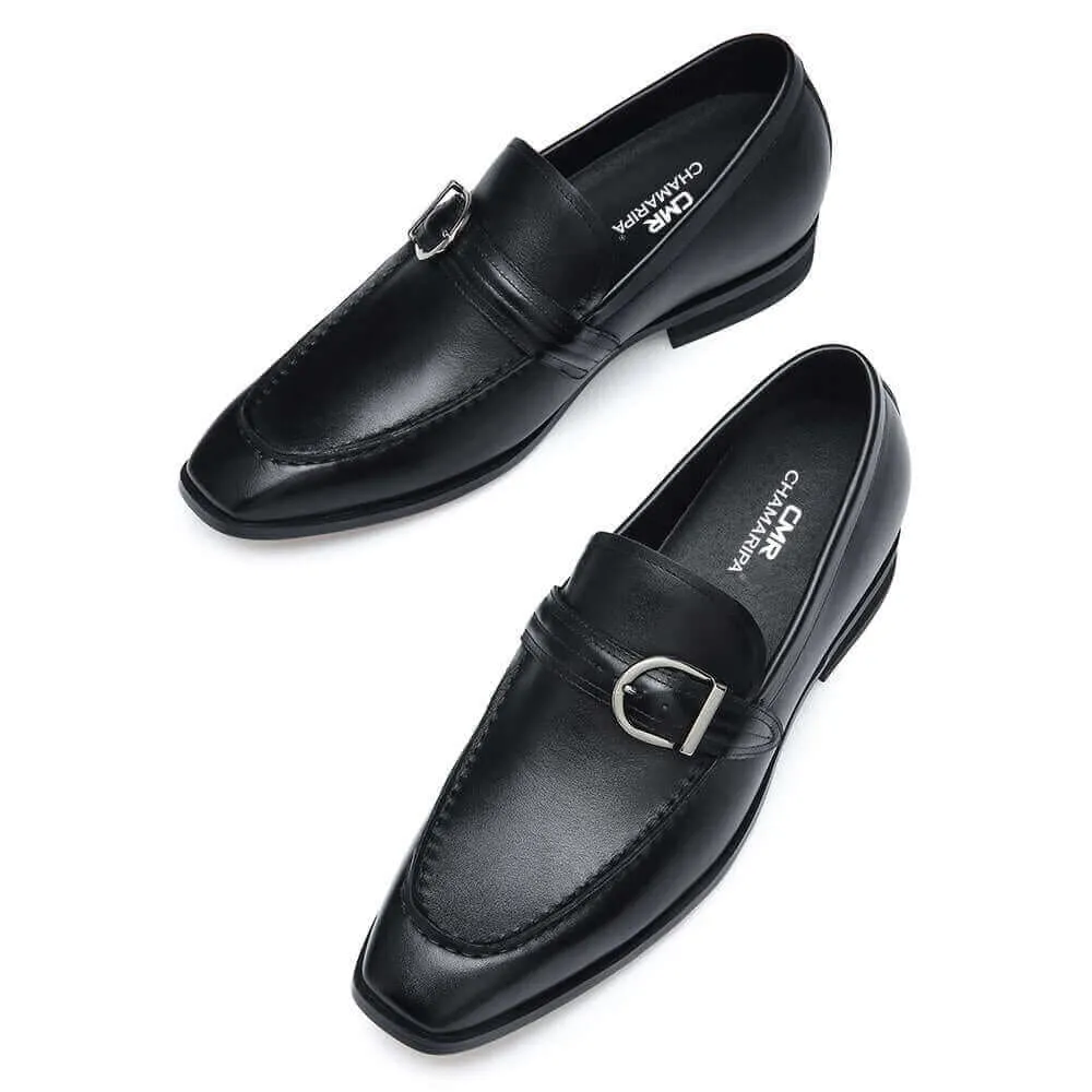 6CM/2.36 CMR CHAMARIPA Dress Elevator Shoes Men Taller Shoes Black Leather Loafer Shoes For Men