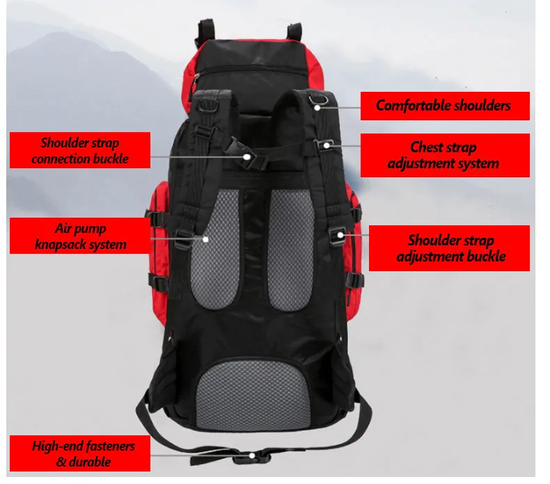 90L Large Capacity Waterproof Outdoor Travel Backpack Hiking Bag for Men