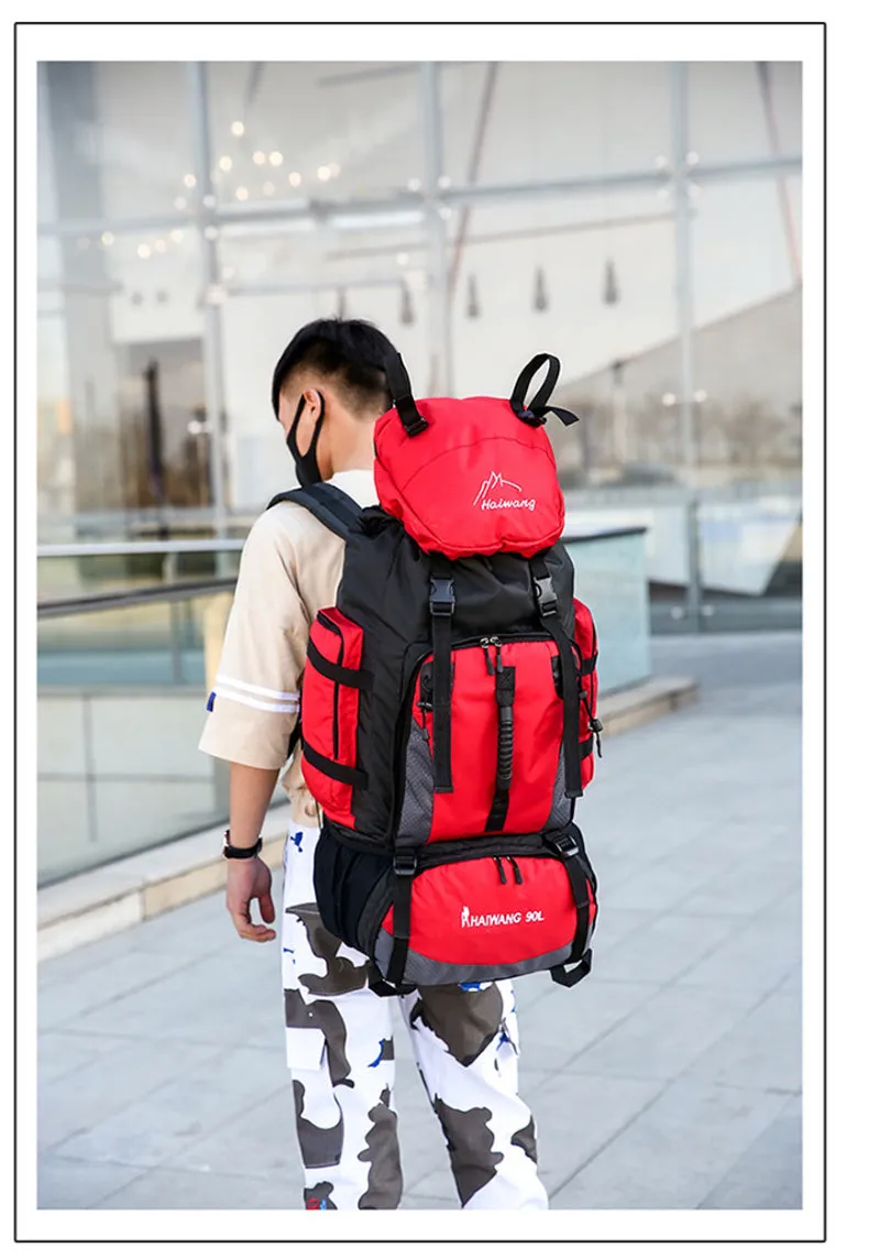 90L Large Capacity Waterproof Outdoor Travel Backpack Hiking Bag for Men