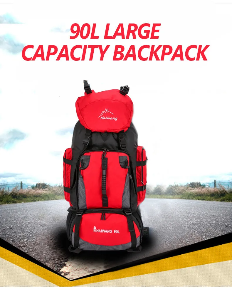 90L Large Capacity Waterproof Outdoor Travel Backpack Hiking Bag for Men