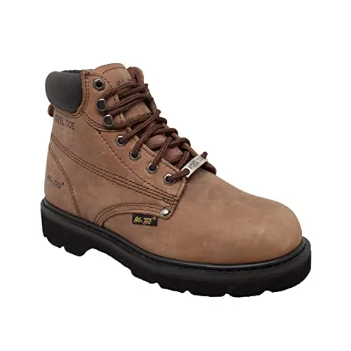 Ad Tec Men's 6in Heavy Duty Nubuck Leather Certified Construction Work Boots - Steel Toe, Oil Resistant And Lug Sole