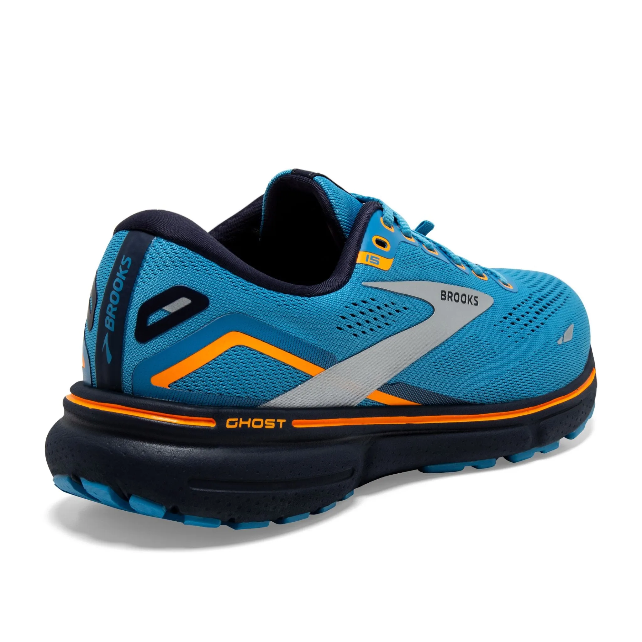 Brooks Men's  110394 480 Ghost 15 GTX Blue Peacoat Orange Cushion Neutral Waterproof Running Shoes