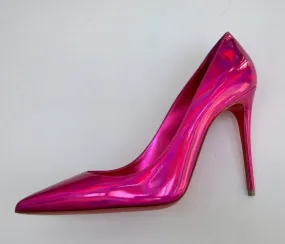 Christian Louboutin Kate 100 Patent Psychic Metallic Pink Heels Fuchsia Shoes Fuxia