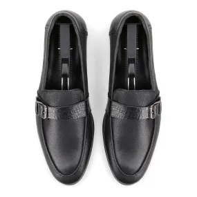 Crocodile Strapped Loafers - Black