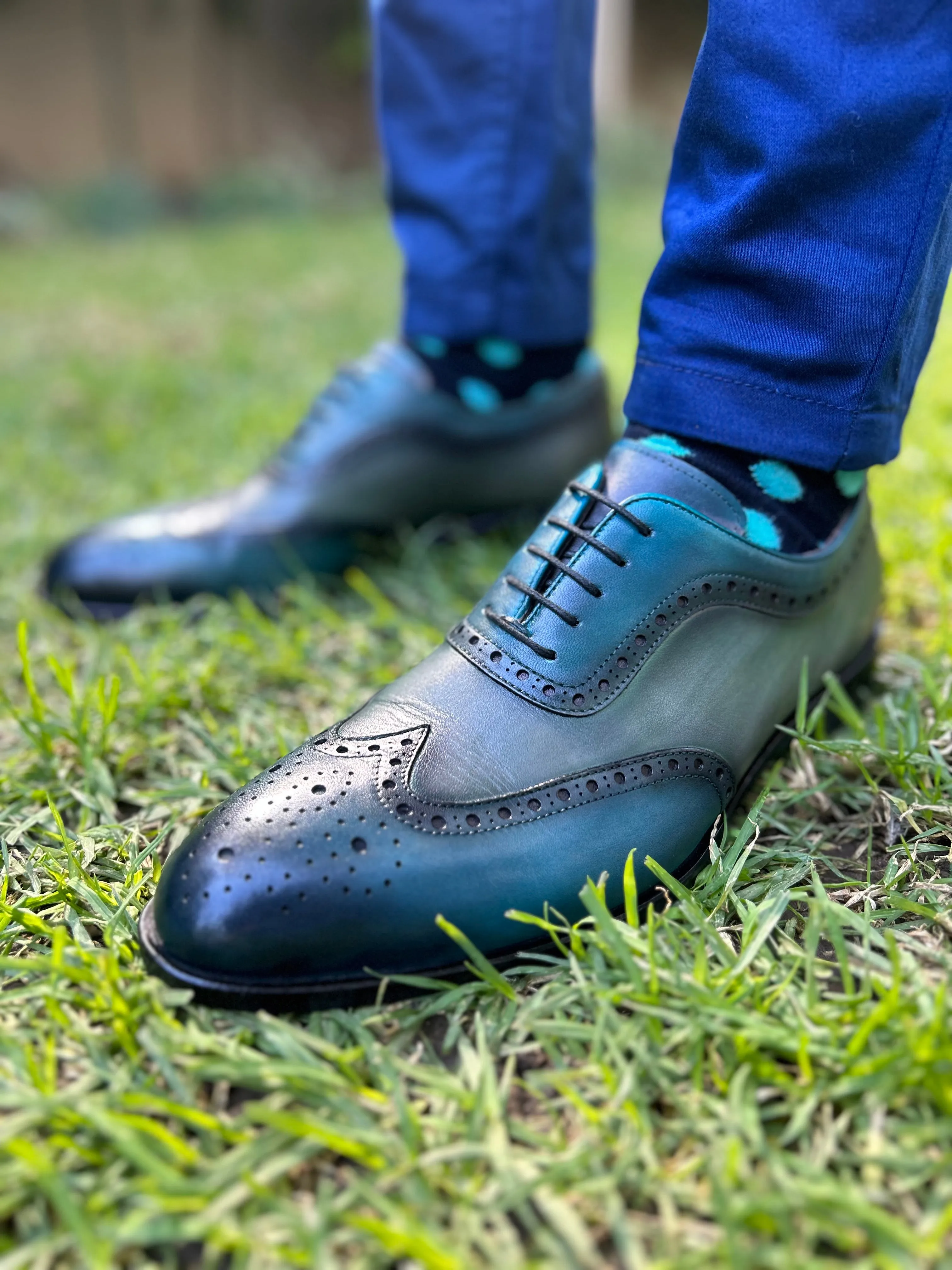 HANDMADE BLUE-GREEN BROGUE