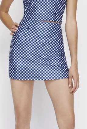 High Waist Skort Navy Gingham