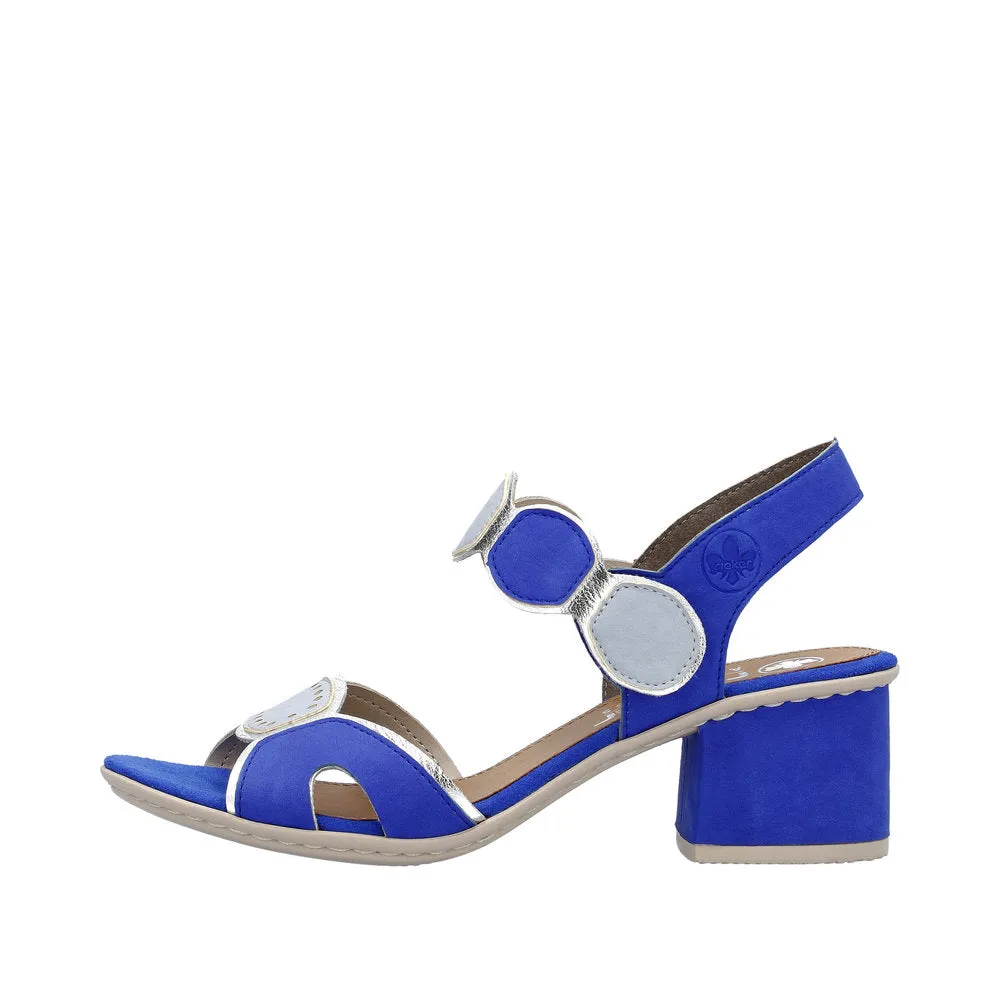 Ladies Blue Rieker Dress Sandals Low Heel Strap 64691-14 sale