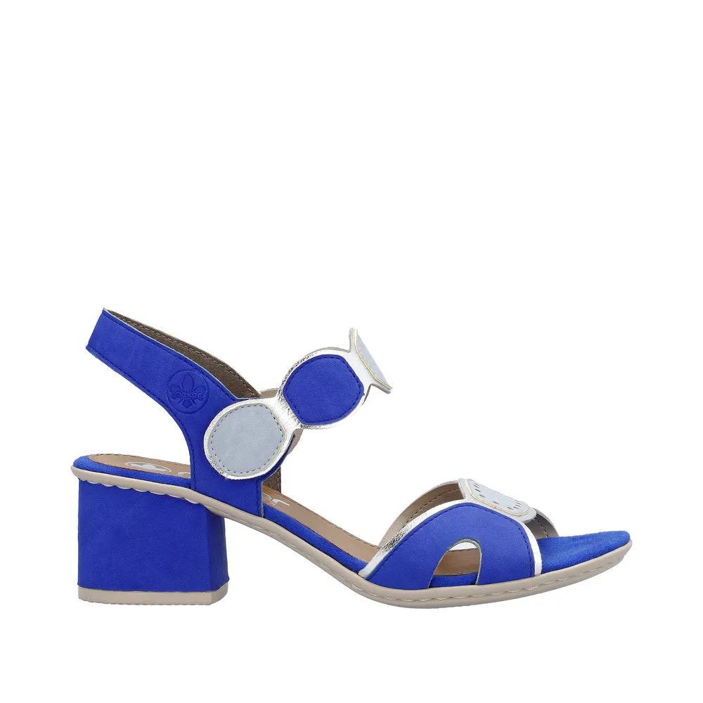 Ladies Blue Rieker Dress Sandals Low Heel Strap 64691-14 sale