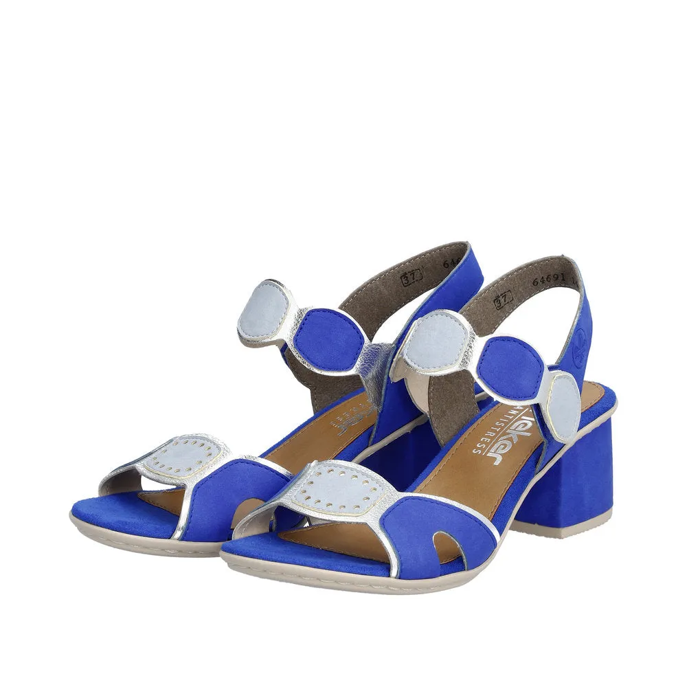 Ladies Blue Rieker Dress Sandals Low Heel Strap 64691-14 sale