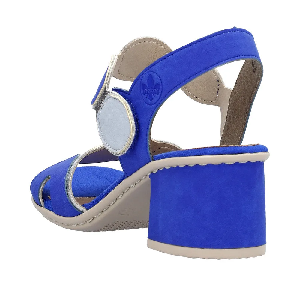 Ladies Blue Rieker Dress Sandals Low Heel Strap 64691-14 sale