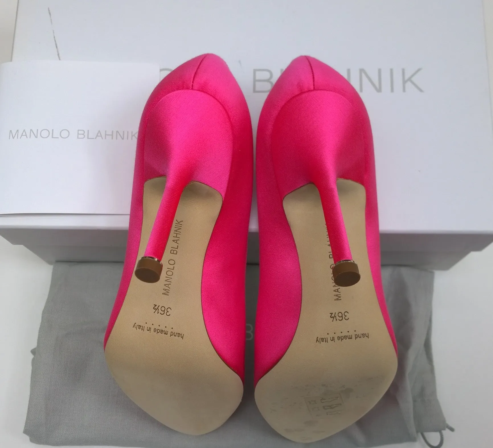 Manolo Blahnik Bright Pink Hangisi 105 Heels with Turquoise Blue Rhinestone Buckle Shoes