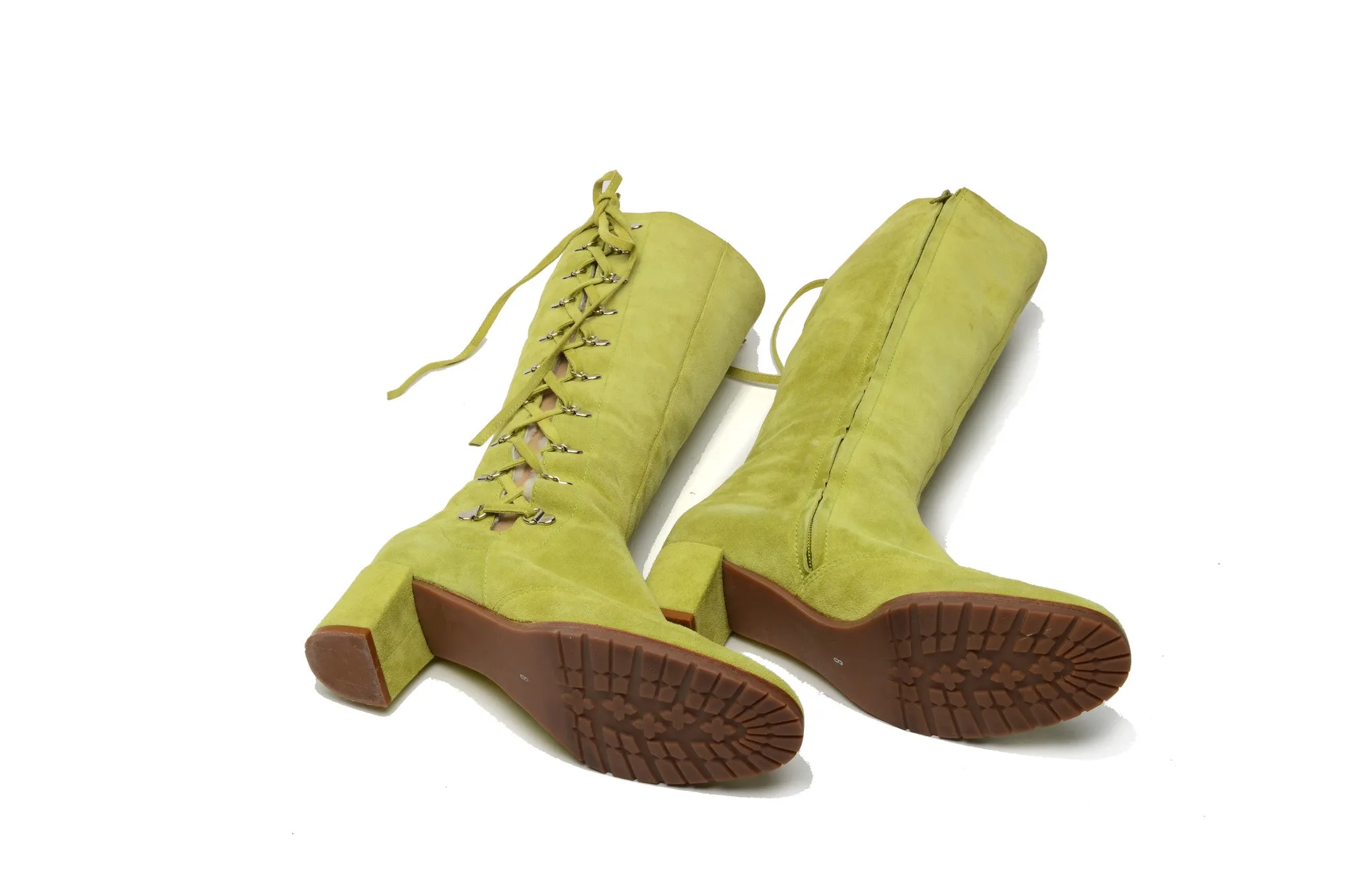 Marc Jacobs - Lime Green Suede Knee High Boots - US 8