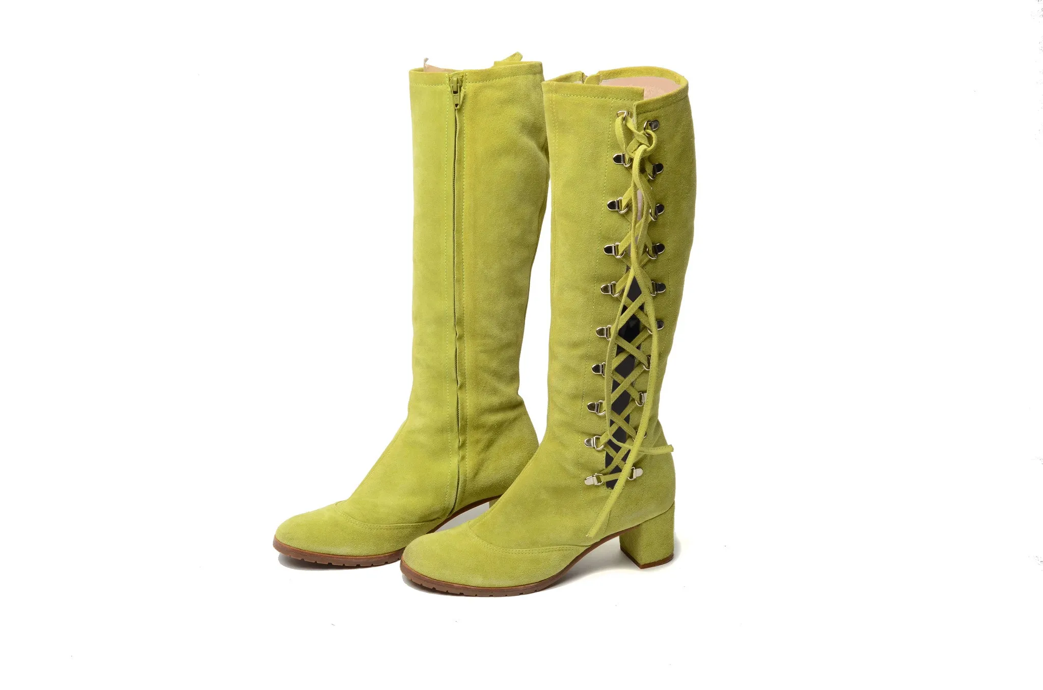 Marc Jacobs - Lime Green Suede Knee High Boots - US 8