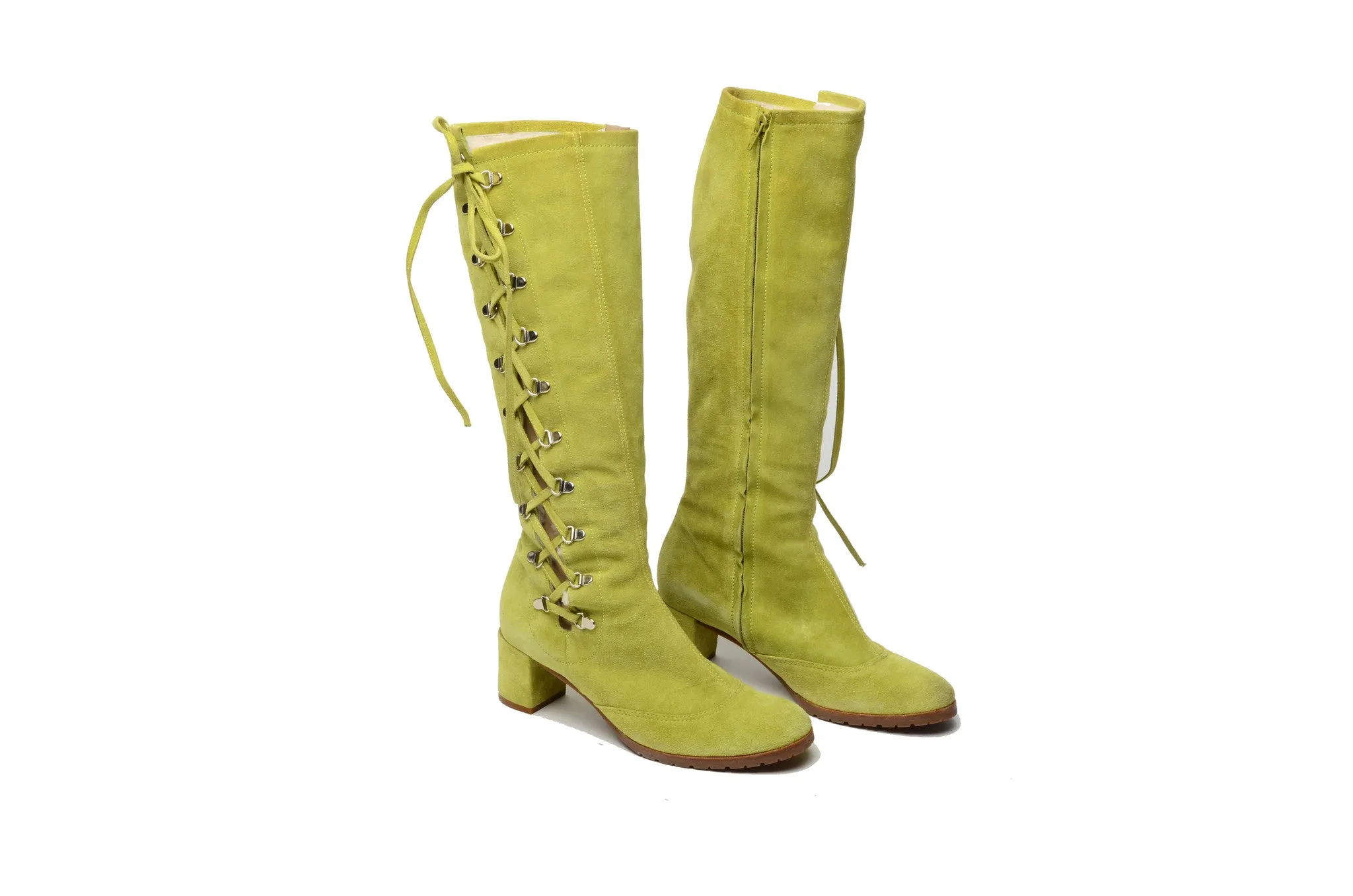 Marc Jacobs - Lime Green Suede Knee High Boots - US 8