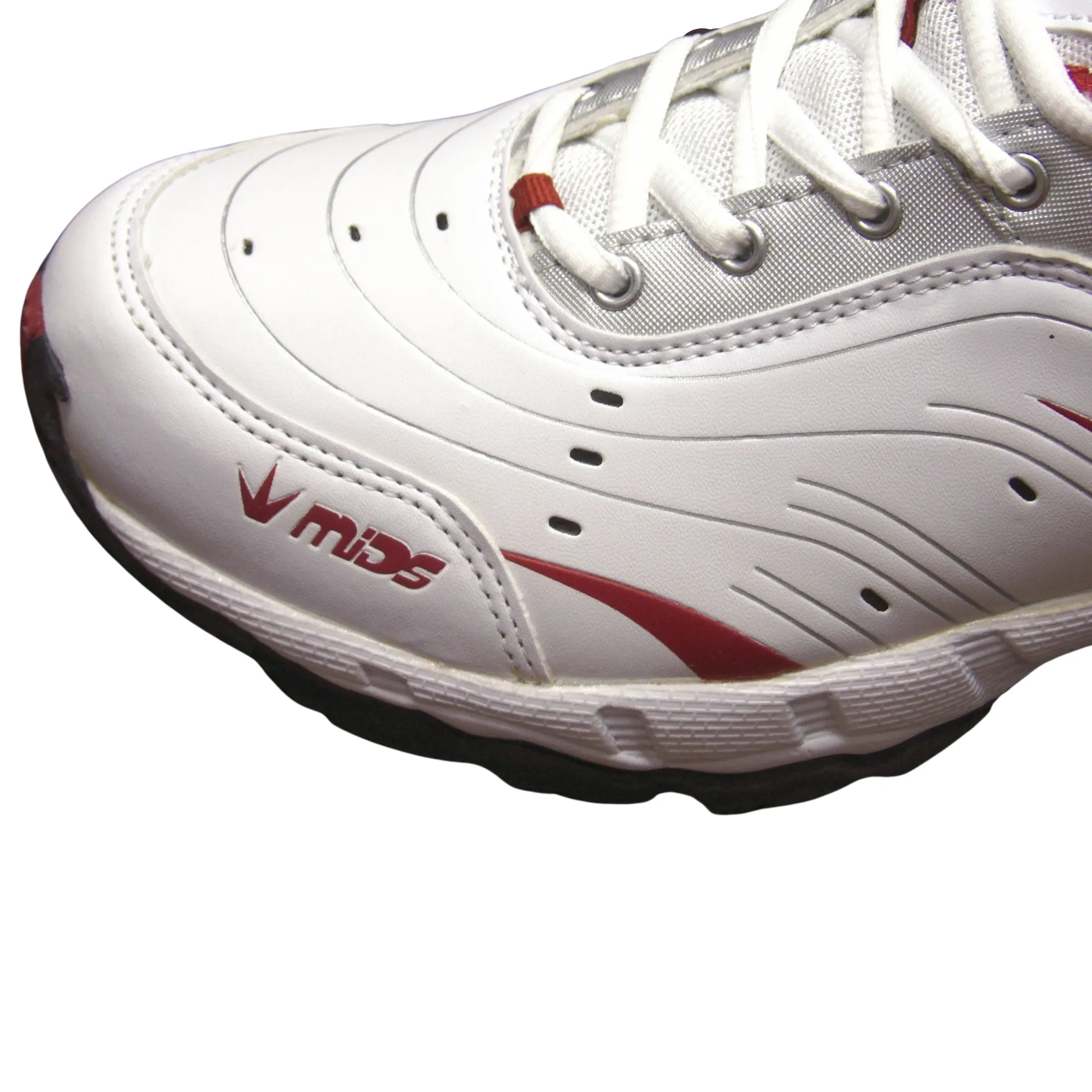 MIDS Shoes,  MM Power Cricket Shoes, White/Gray/Red