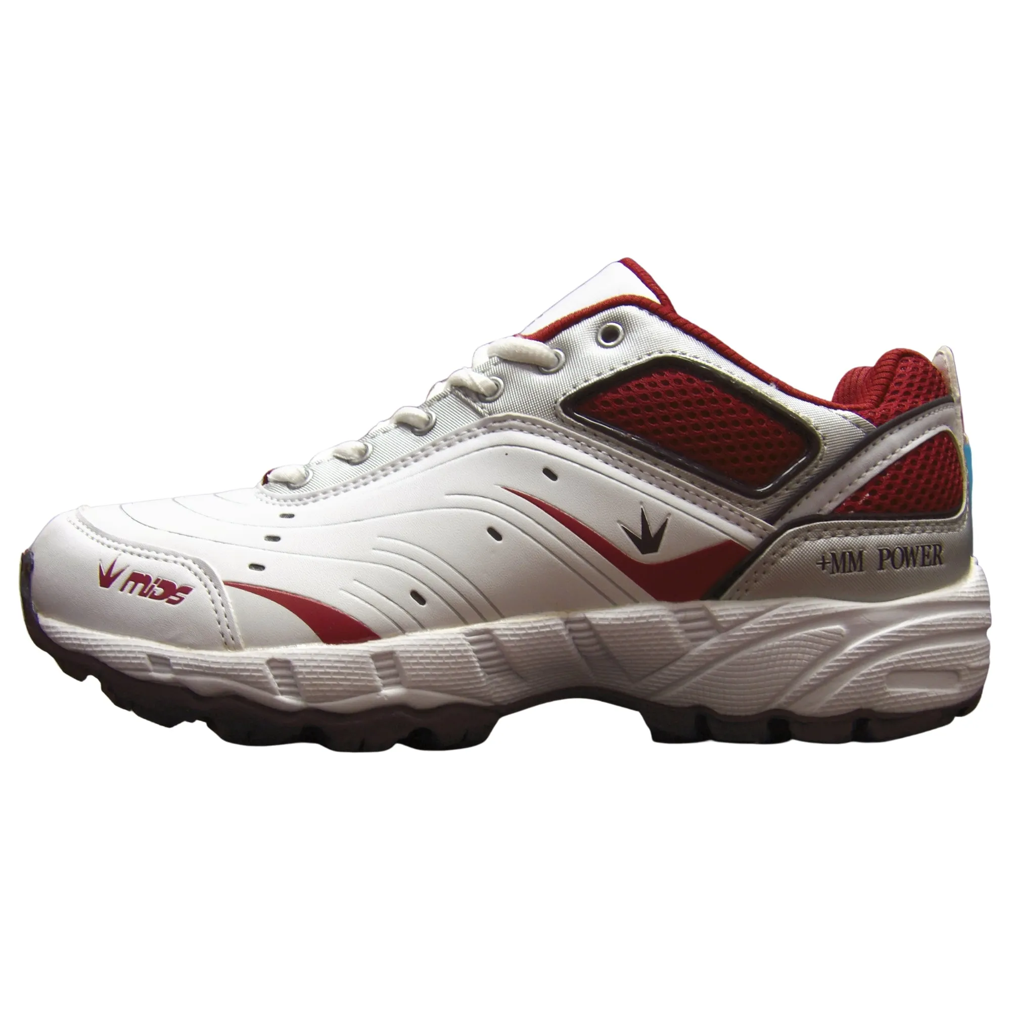 MIDS Shoes,  MM Power Cricket Shoes, White/Gray/Red