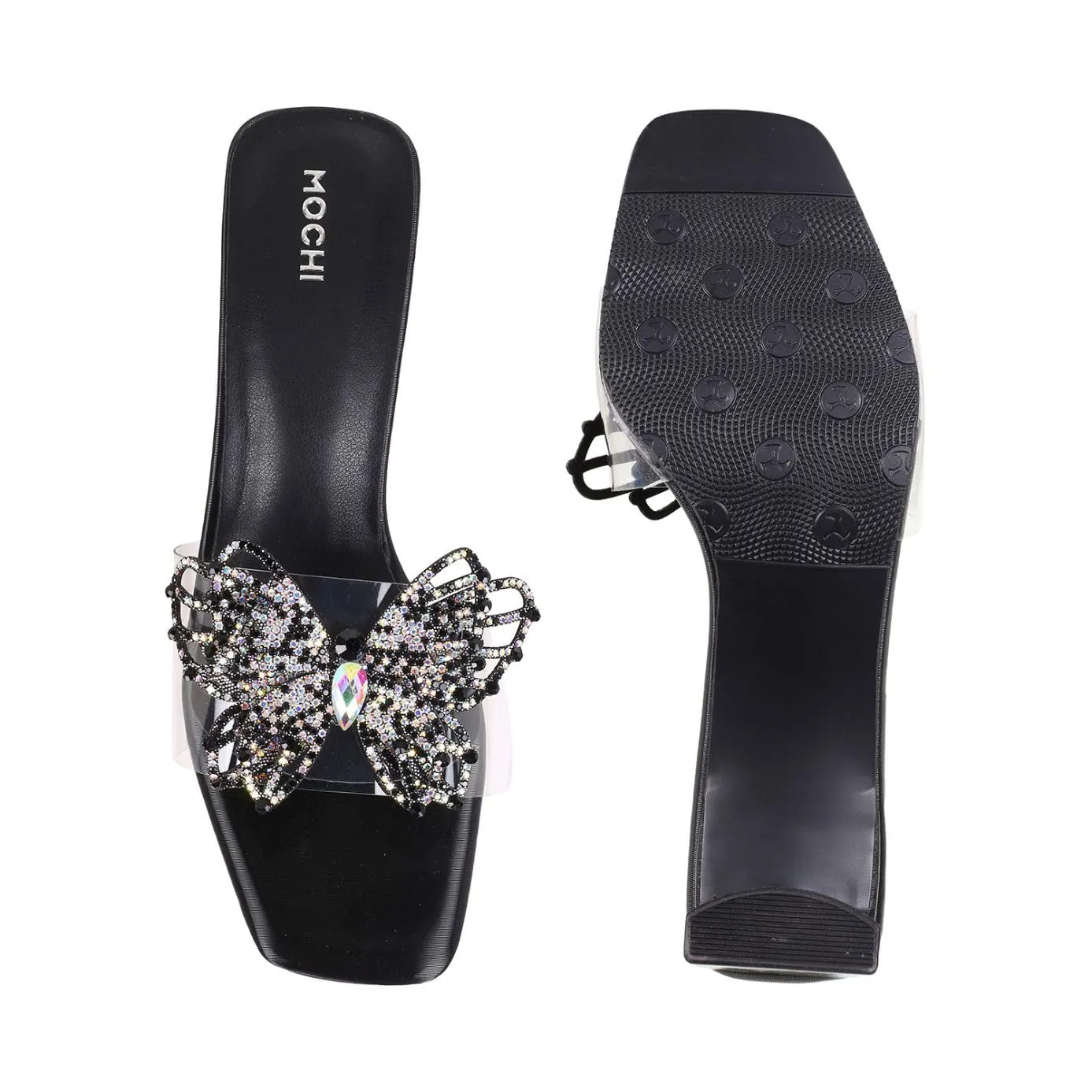 Mochi Women Black Block Heel Fashion/Partywear Sandal