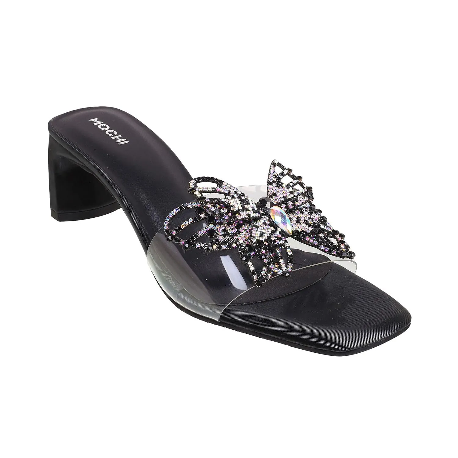 Mochi Women Black Block Heel Fashion/Partywear Sandal