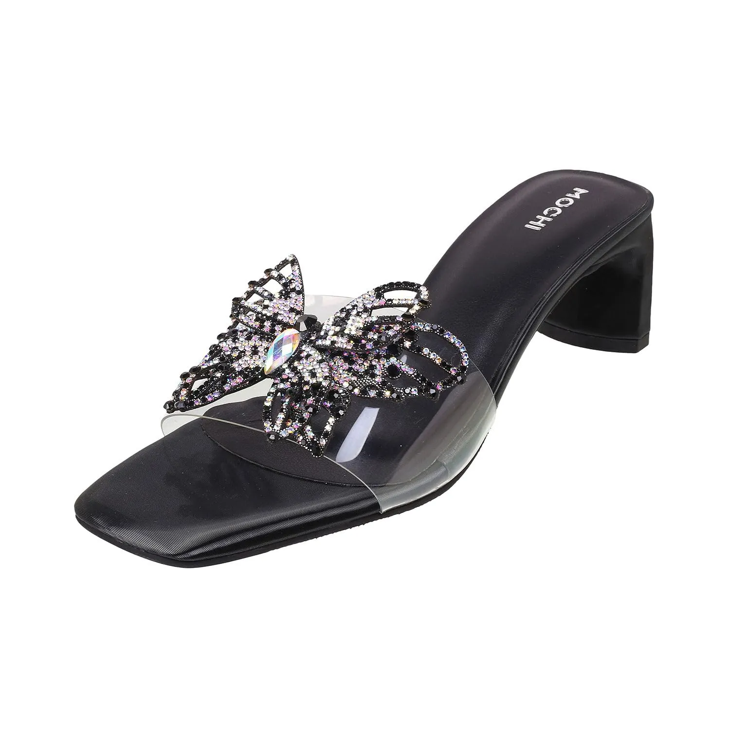 Mochi Women Black Block Heel Fashion/Partywear Sandal