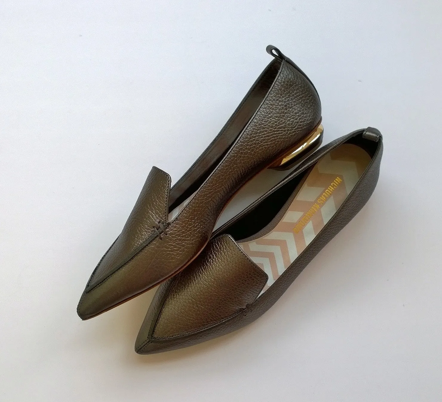 Nicholas Kirkwood Beya Loafers in Pewter Metallic Leather new in box