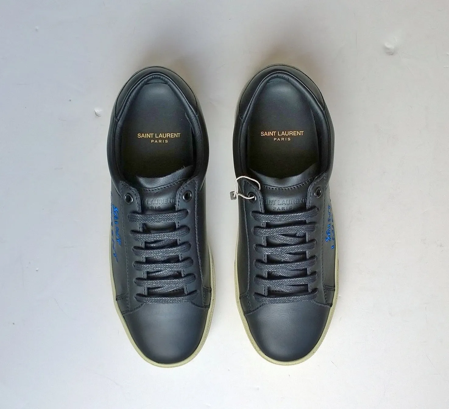 Saint Laurent Black Leather Logo Sneakers YSL Court Classic