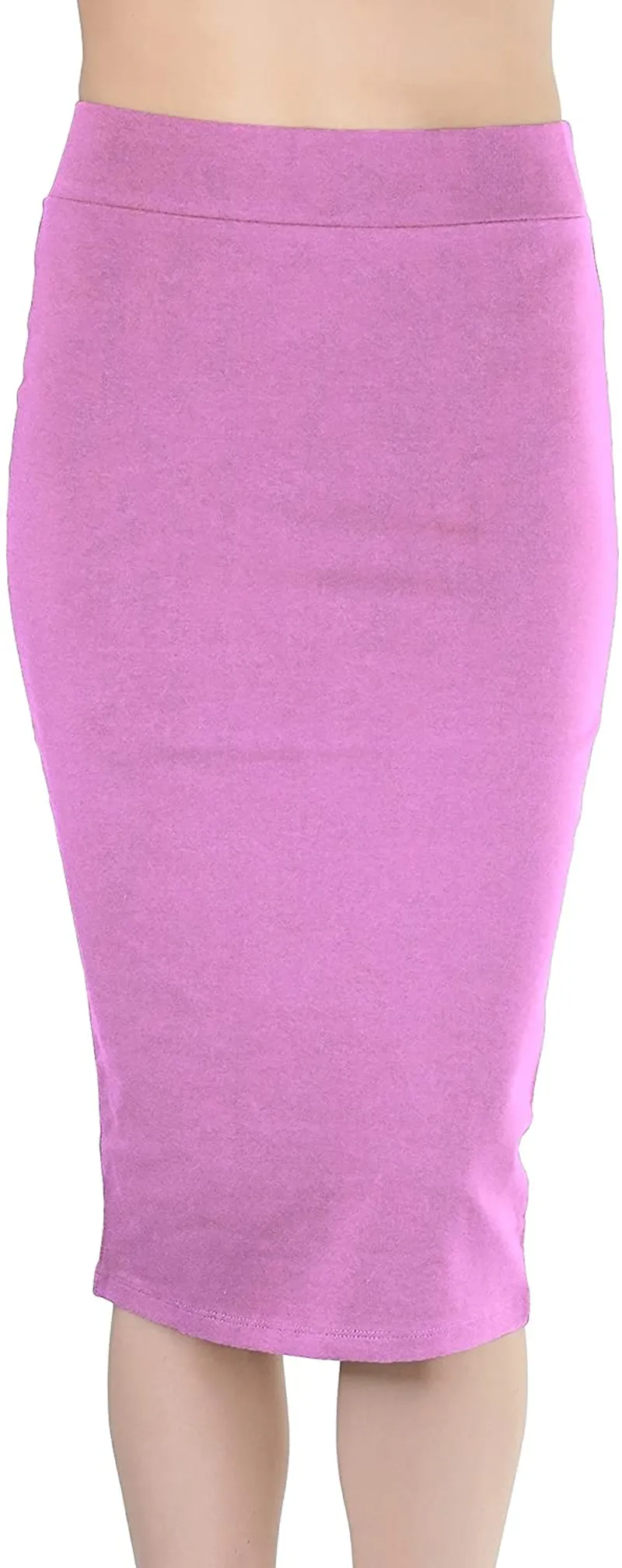 ToBeInStyle Women's Premium Cotton-Blend Basic Knee Skirt