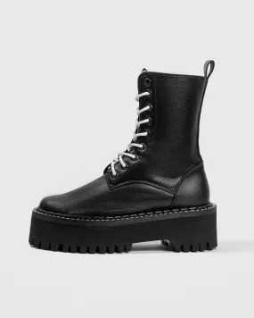 Worker Monster Black Vegea grape leather boots